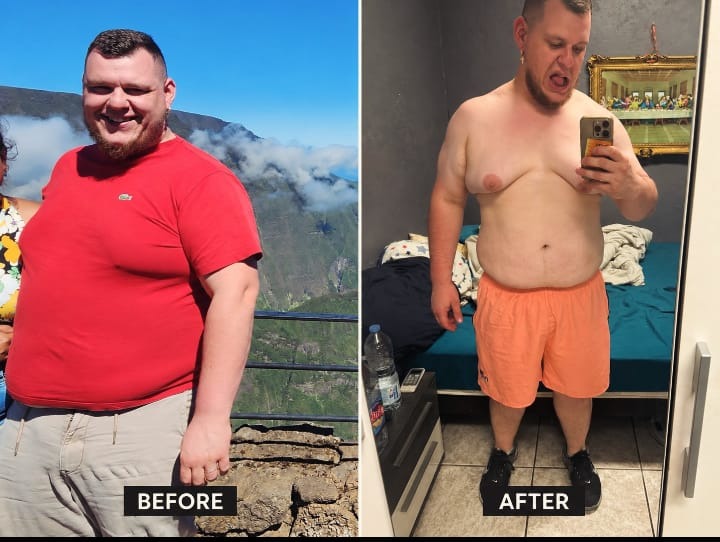 Male client body transformation - Belly fat loss and midsection reduction